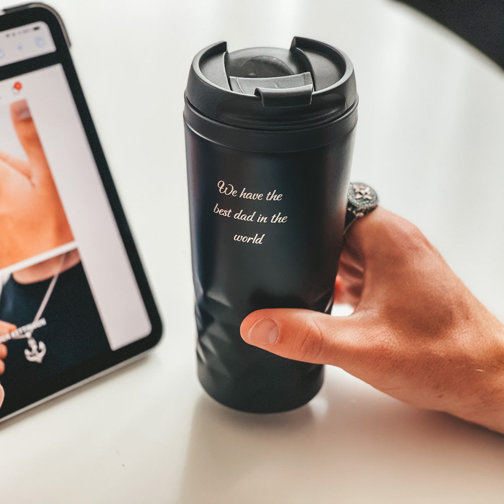 Graphic Mug thermos with text