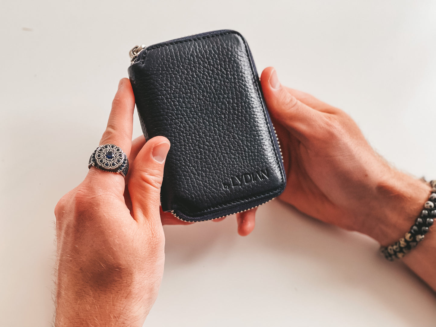 Dark Blue Leather Wallet with Zipper BLW796-L