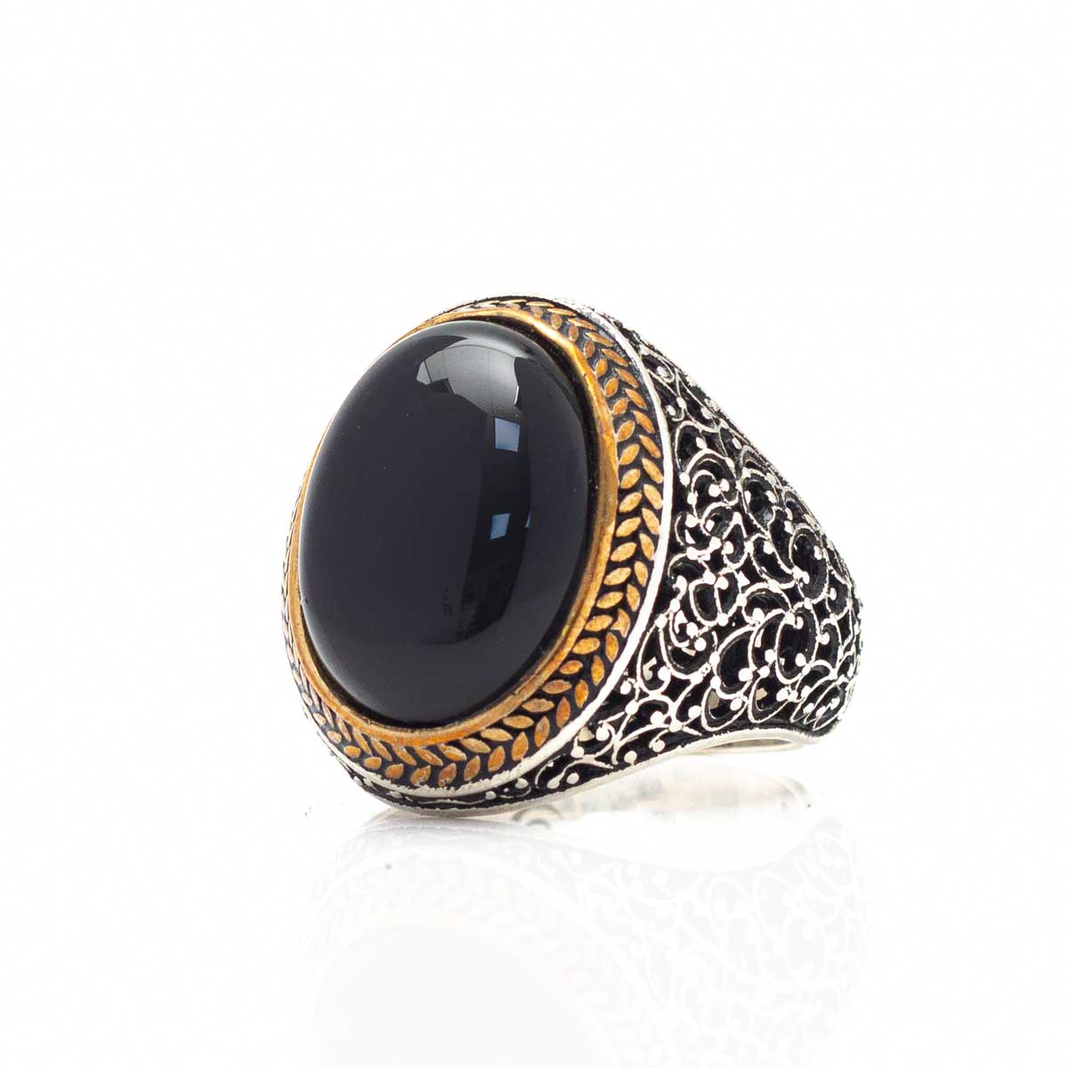 925s Silver Men's Ring With Onyx Stone LMR215