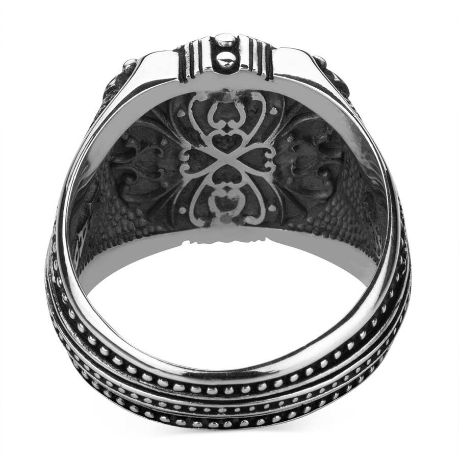 925 Silver Men's Ring With Black Stones MRK066