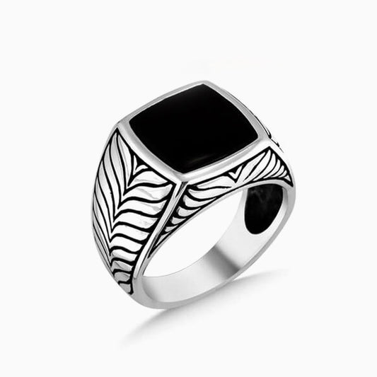 925 Silver Men's Ring With Onyx Stone ORT2113