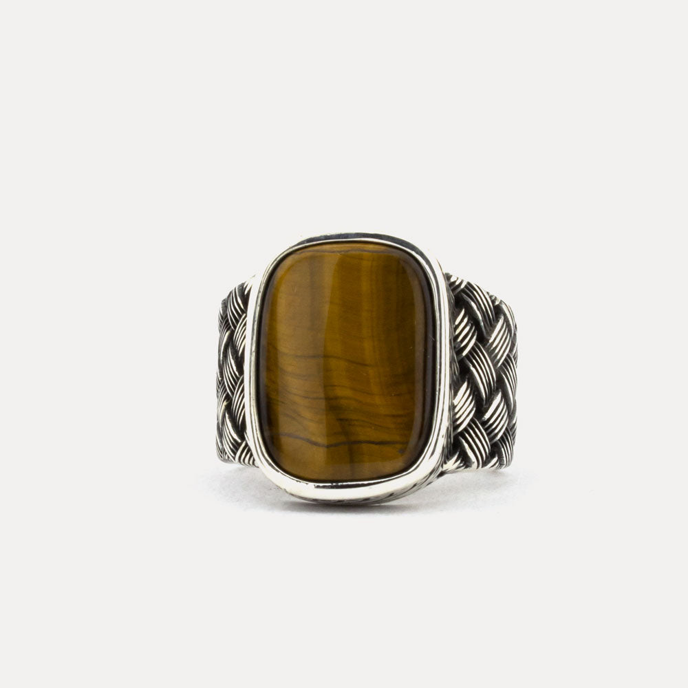 925 Silver Mens Ring With Tiger Eye Stone ORTBL105