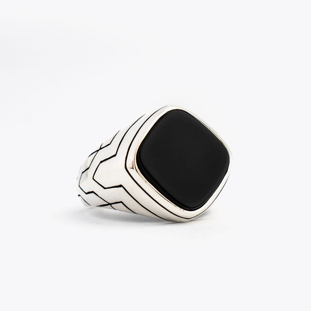 925 Silver Men's Ring With Onyx Stone ORTBL168