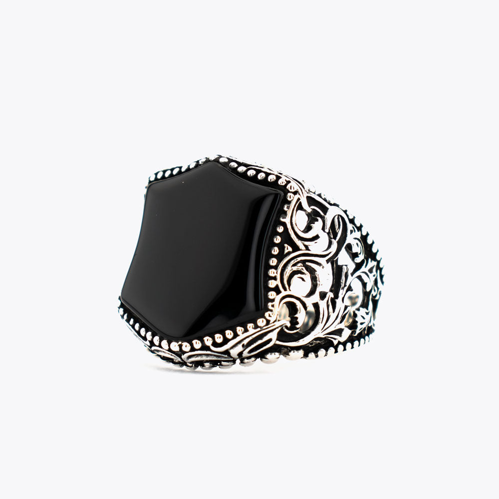 925 Silver Men's Ring With Onyx Stone ORTBL172