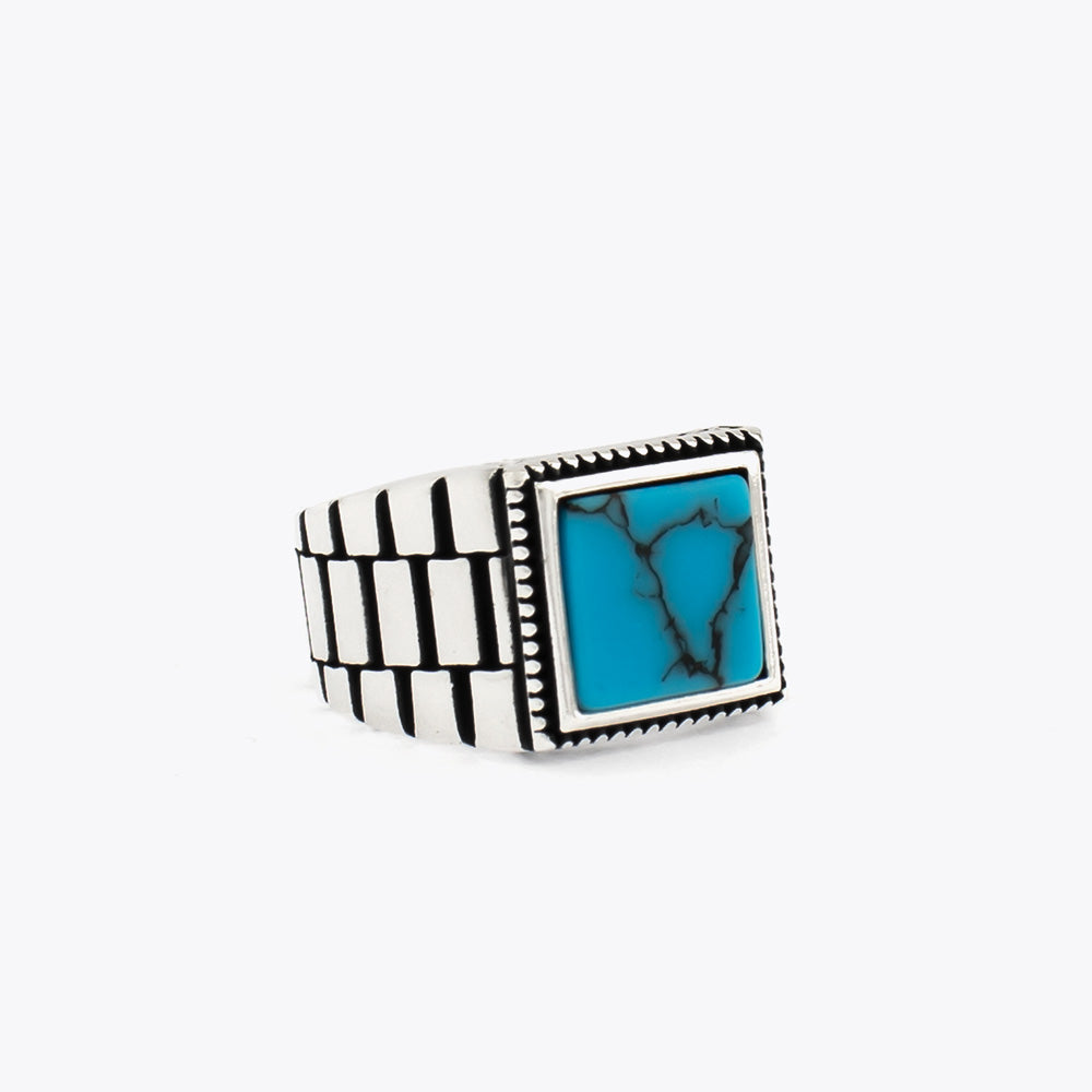 925 Silver Men's Ring With Turquoise Stone ORTBL191