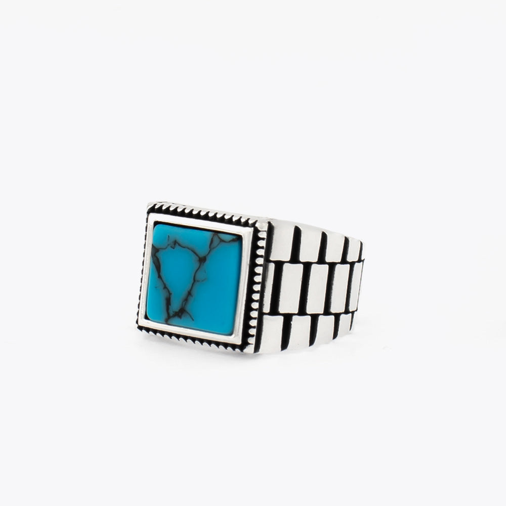 925 Silver Men's Ring With Turquoise Stone ORTBL191