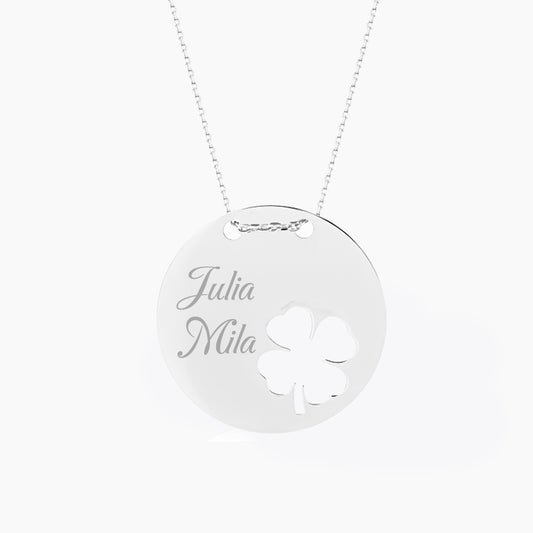 Personalized name necklace with clover PSN18001_B