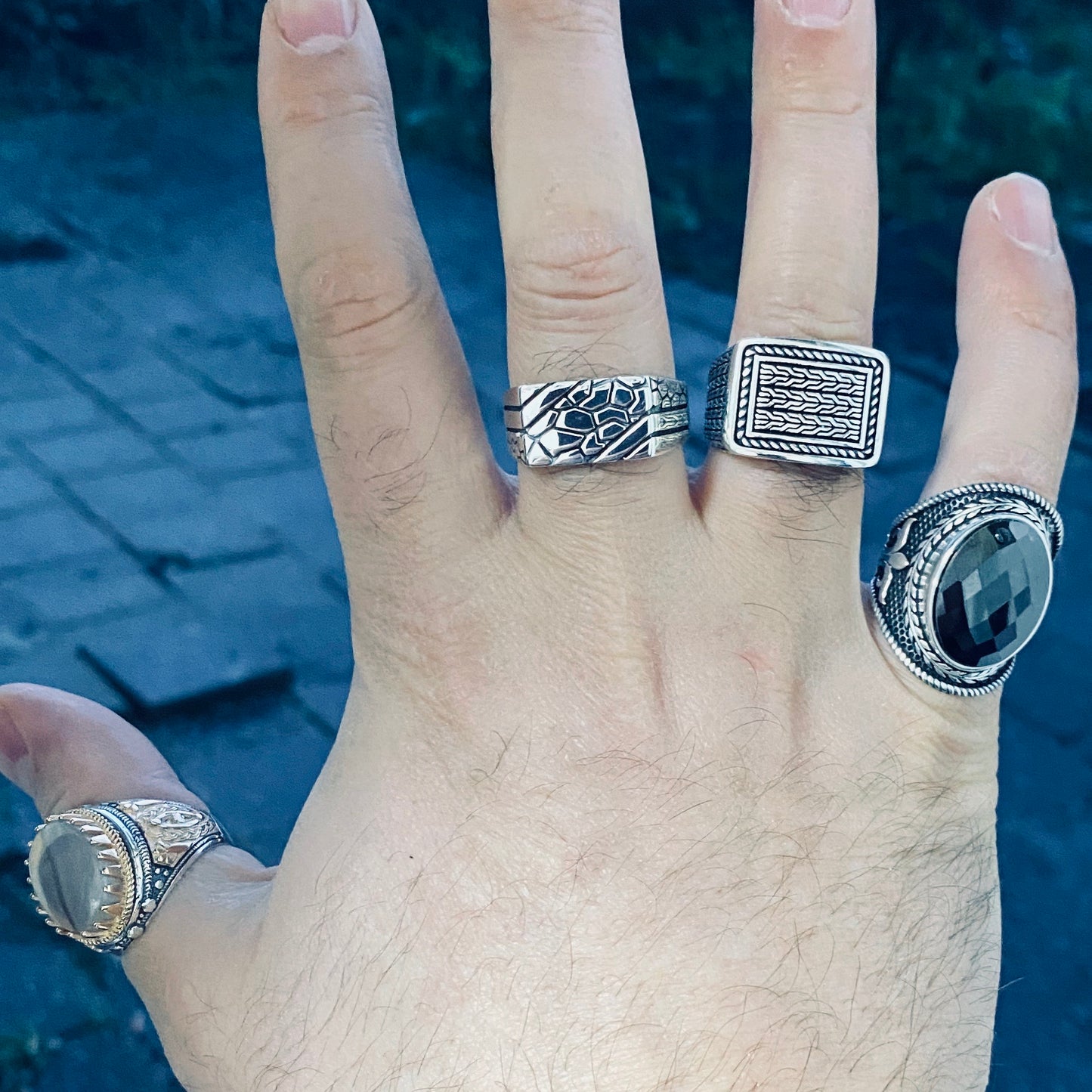 Wall 925 Silver Signet Ring Men ORT2006