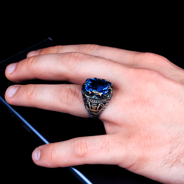Men's Ring With Blue Stone CLMR0221