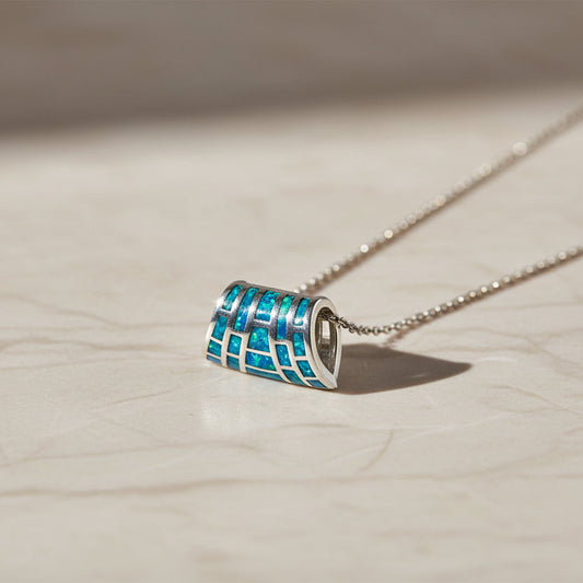 Silver Necklace with Blue Opal BLDS068