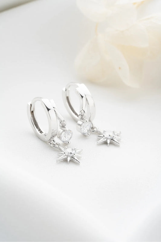 North Star Earrings - 925 Silver & Zirconia