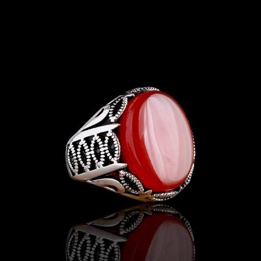 Silver Men's Ring With Agate Stone