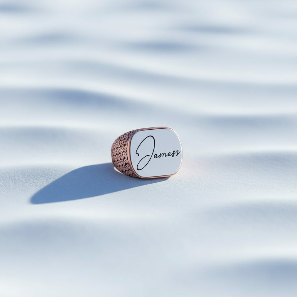 925 Sterling Silver Men's Ring with Own Name Engraving -1