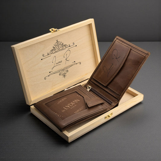 Brown Genuine Leather Men's Wallet (with Name)