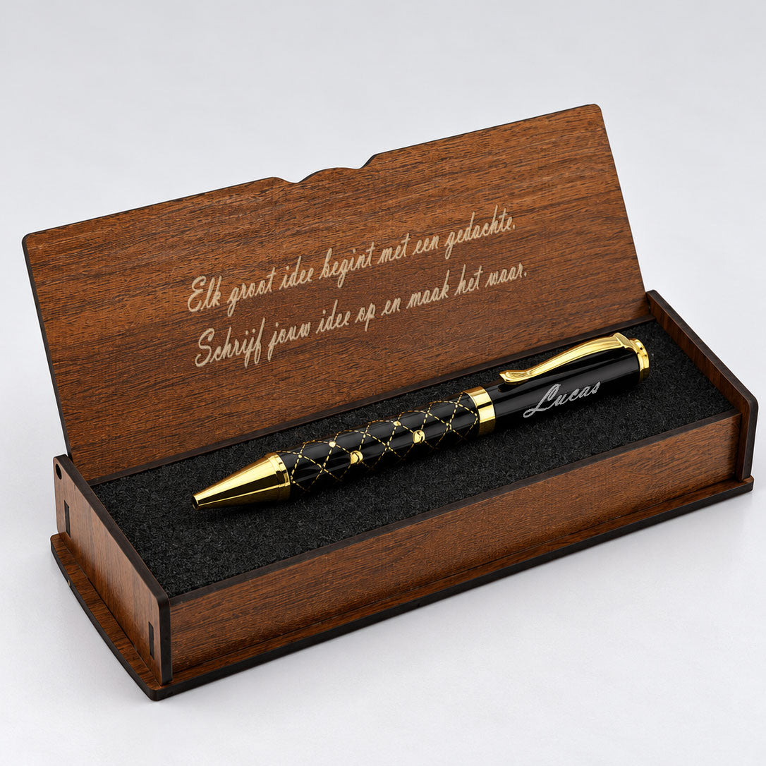 Gepersonaliseerde Penset - Schrijfset met Gegraveerde Houten Doosje BLP2115