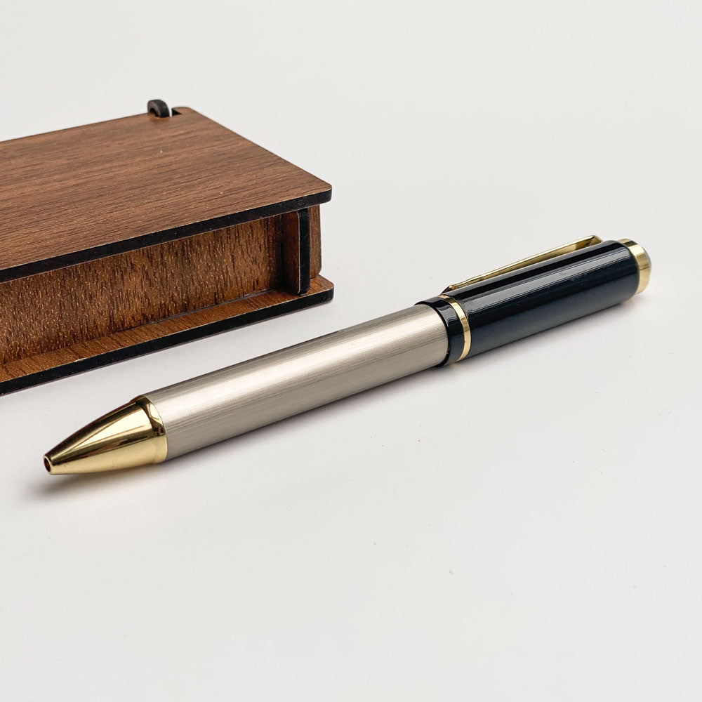 Cadeau voor meester- Schrijfset met Gegraveerde Houten Doosje