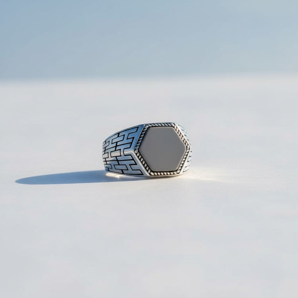 Silver Men's Ring With Onyx