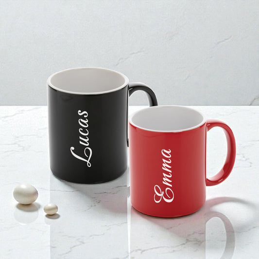 Personalized Red & Black Mug for Couples
