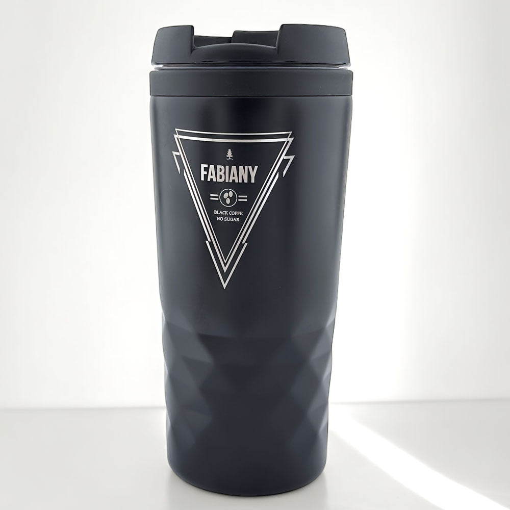 Graphic Mug thermos cup with text -D24