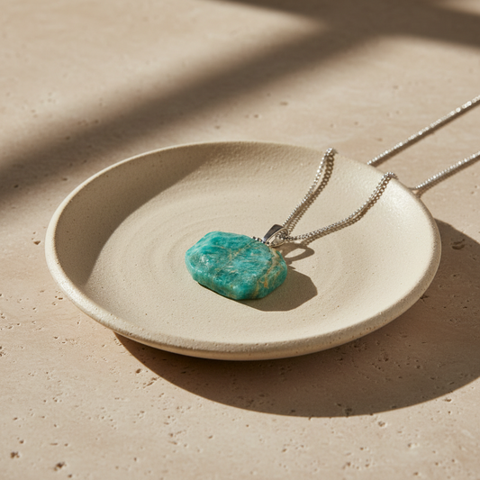 Amazonite pendant with chain