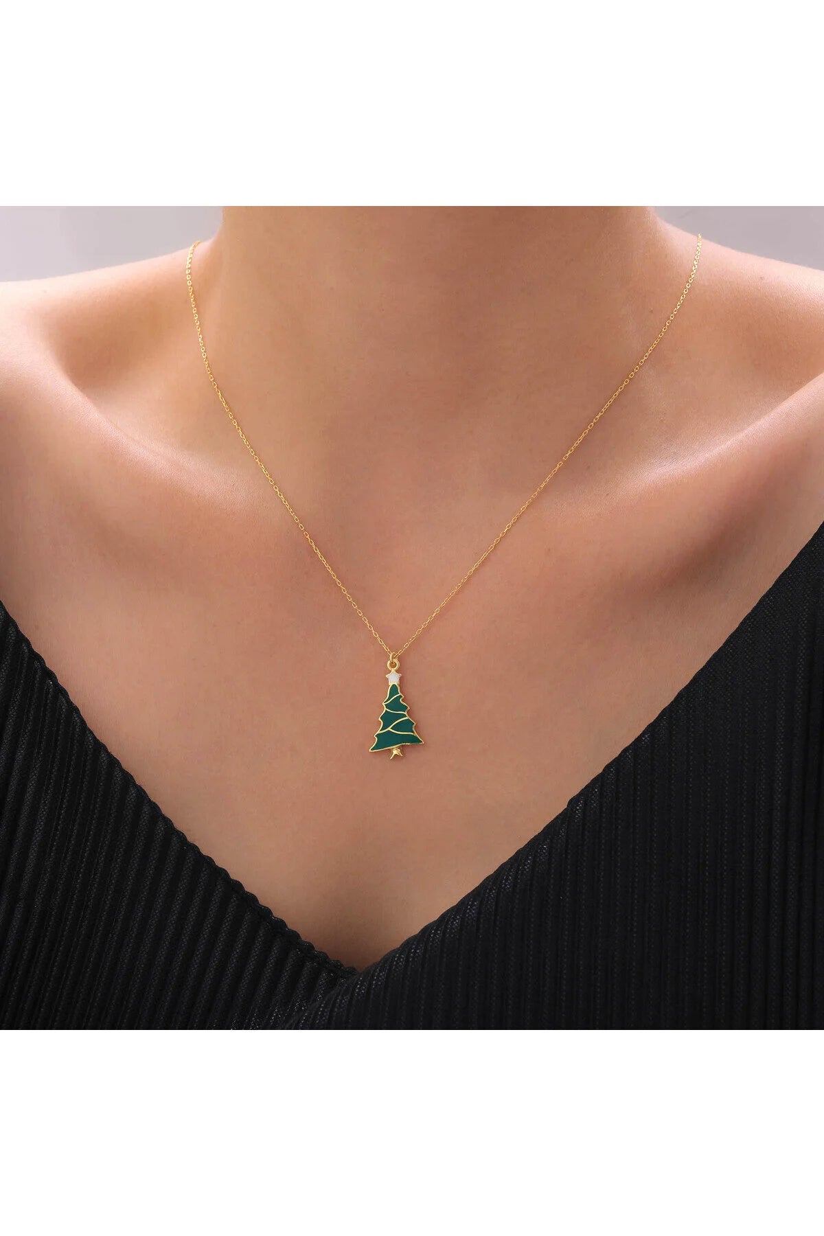 925 Sterling Silver Christmas Tree Pendant Necklace