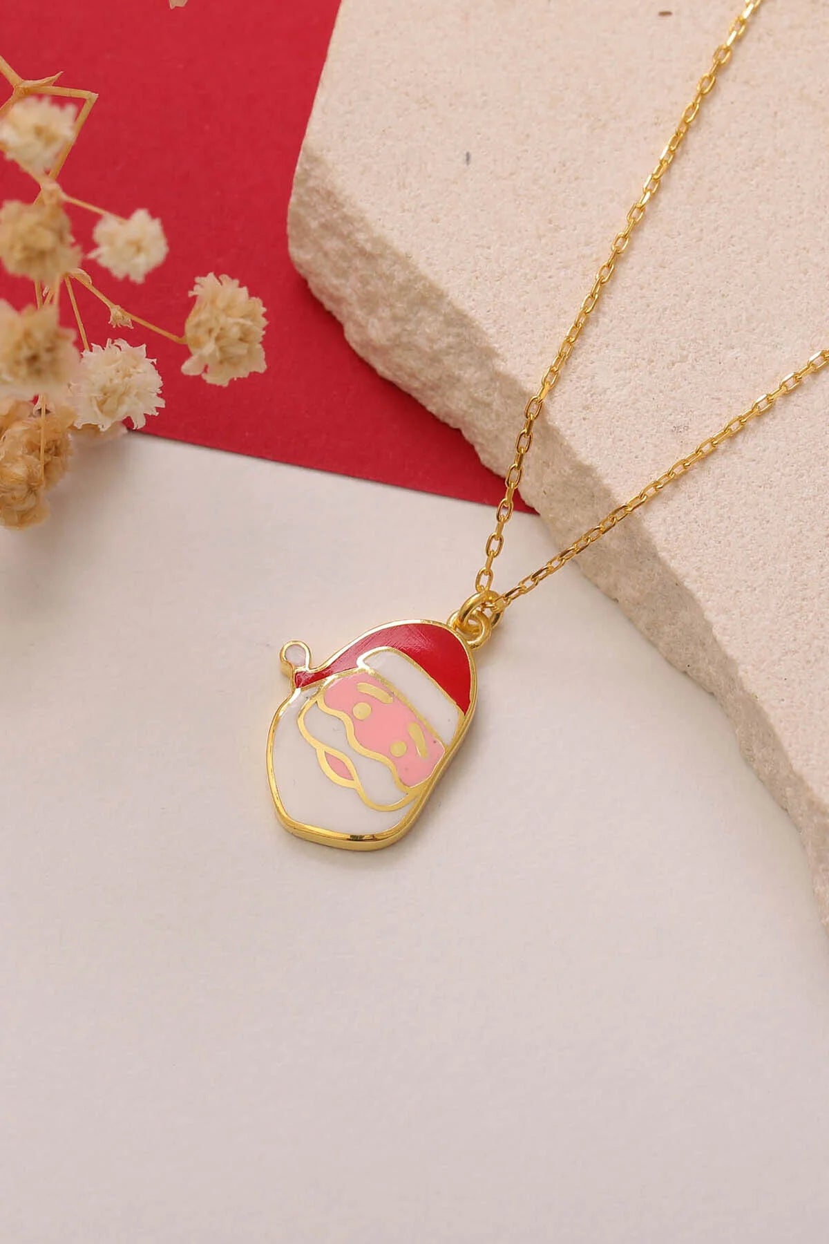 925 Sterling Silver Santa Claus Pendant Necklace