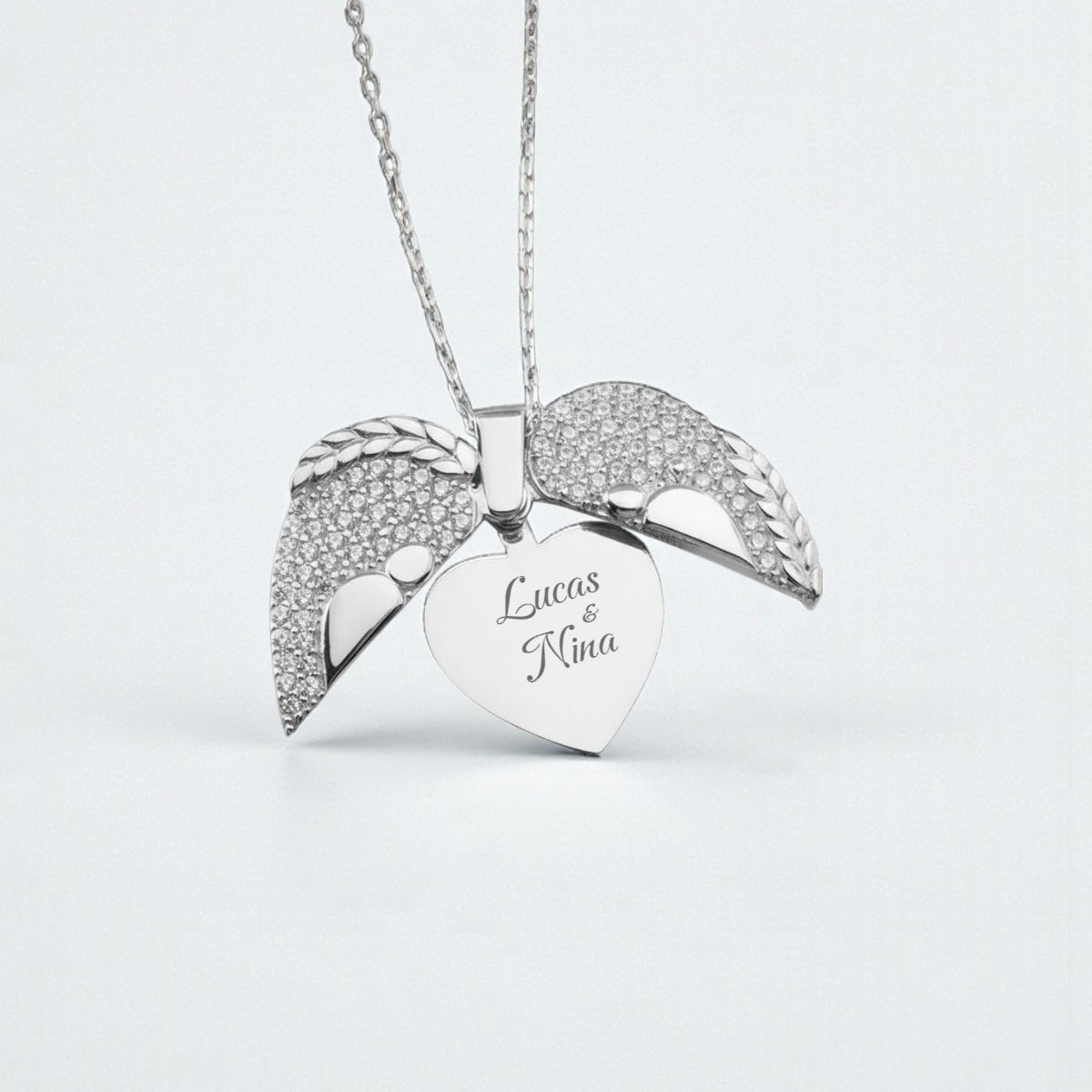 Persoonlijke Hartvormige Engelvleugel Ketting