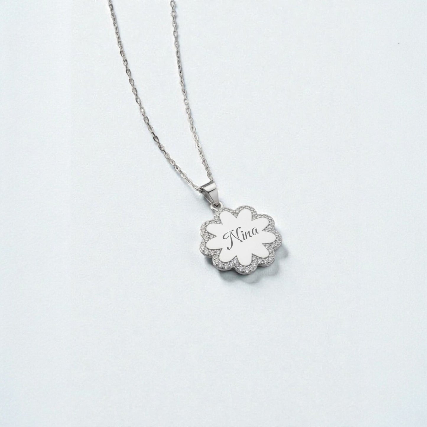 Personal Name Necklace with Flower Design
