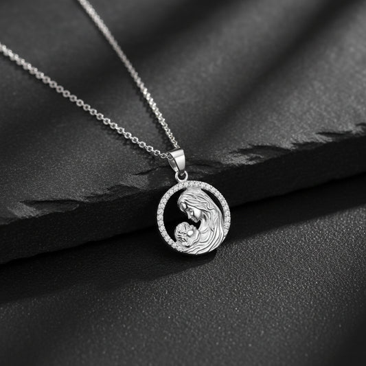 Moeder en Kind Ketting met Zirkonia | 925 Zilver
