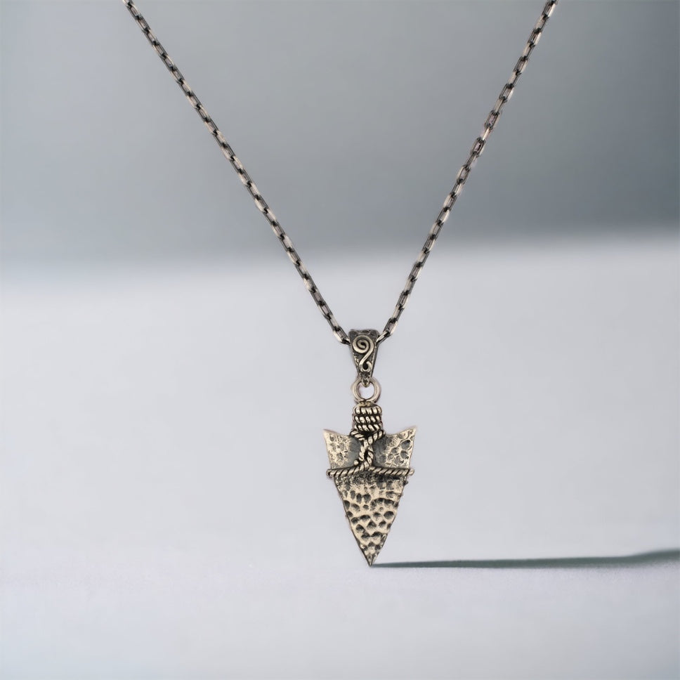 Silver Stone Arrowhead Necklace Pendant BLAR0122