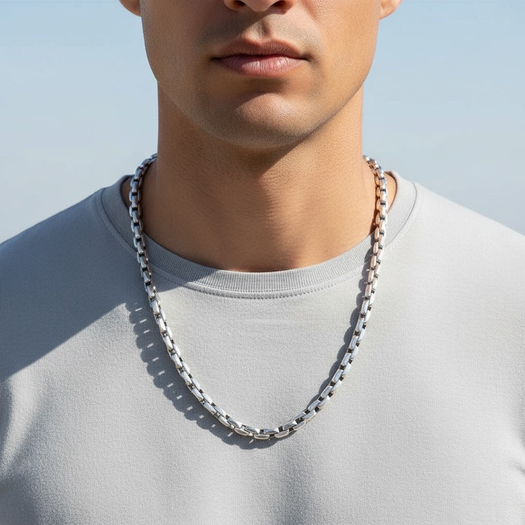 925 Sterling Silver Men's Rope Chain – 63 cm