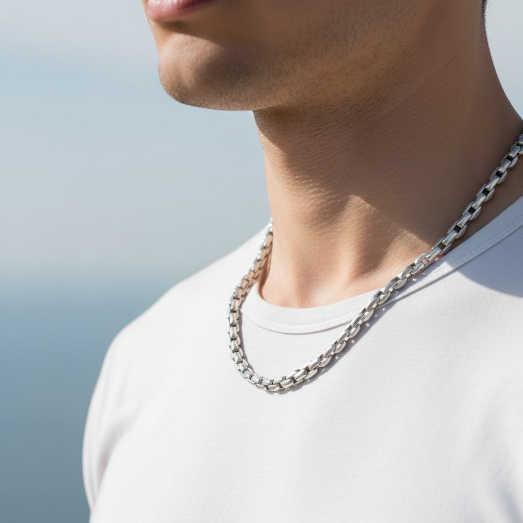 925 Sterling Silver Men's Rope Chain – 63 cm