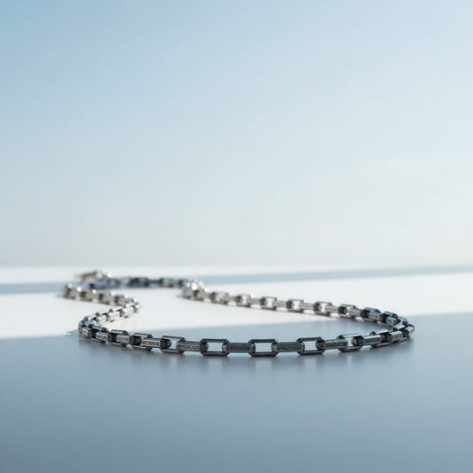 925 Sterling Silver Oxidized Men's Rope Necklace