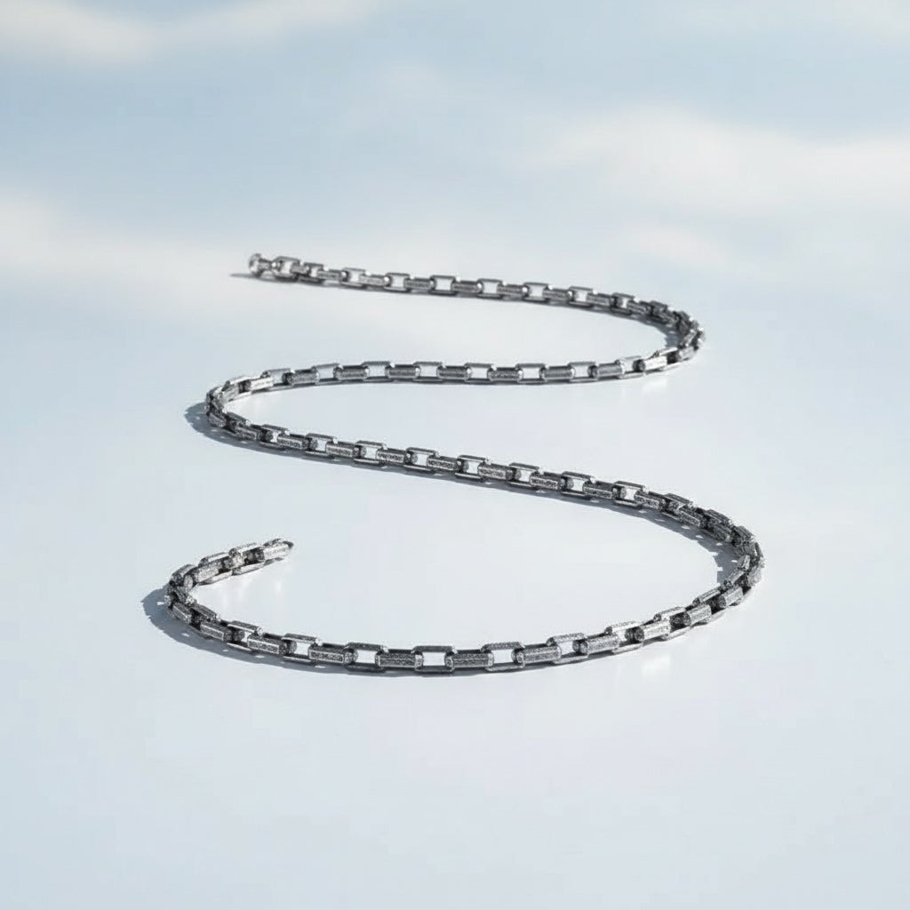 925 Sterling Silver Oxidized Men's Rope Necklace