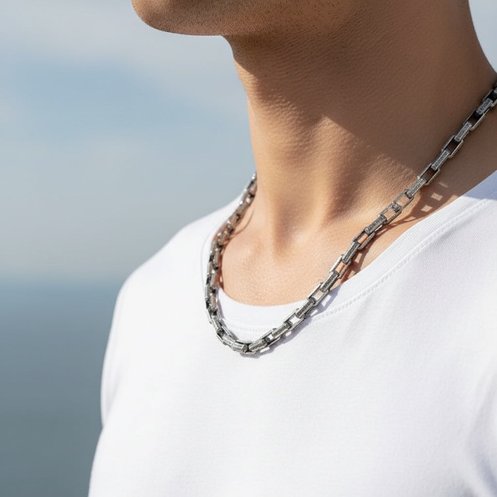 925 Sterling Silver Oxidized Men's Rope Necklace