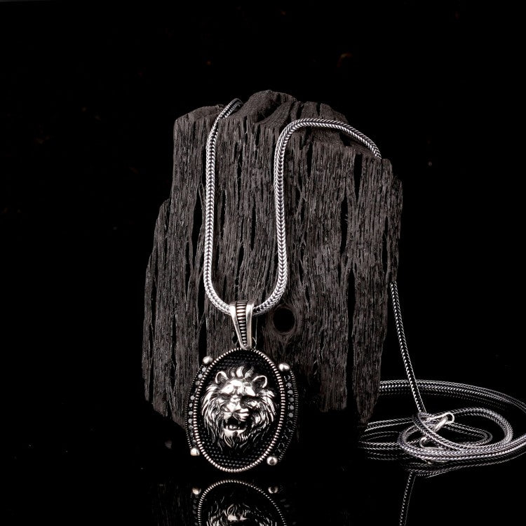 925 Zilver Herenketting met Leeuw Hanger en Microstenen