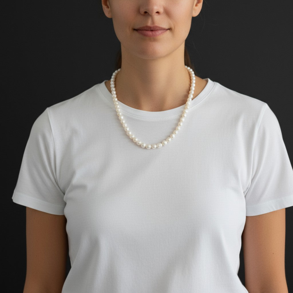 925 Zilver Clip Sluiting Cultuurparel Halsketting – 50 cm