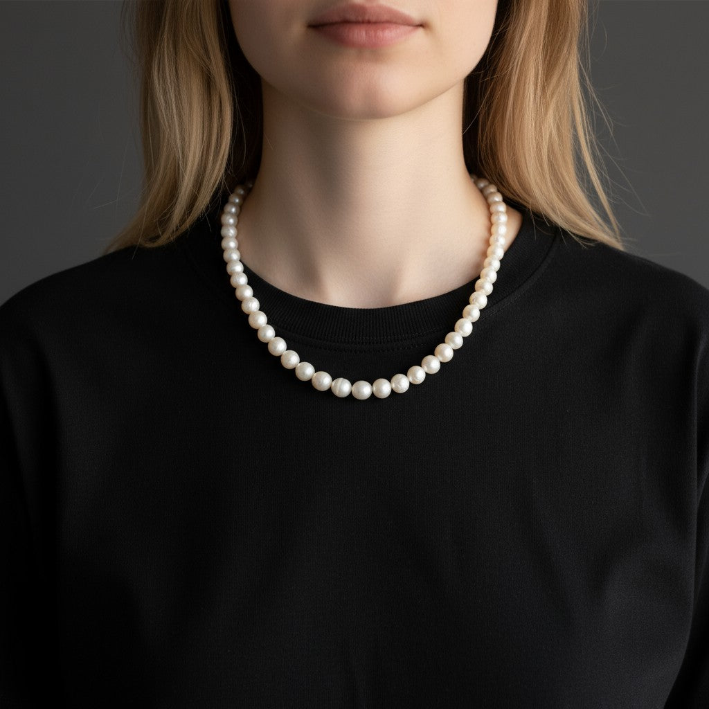 925 Zilver Clip Sluiting Cultuurparel Halsketting – 50 cm