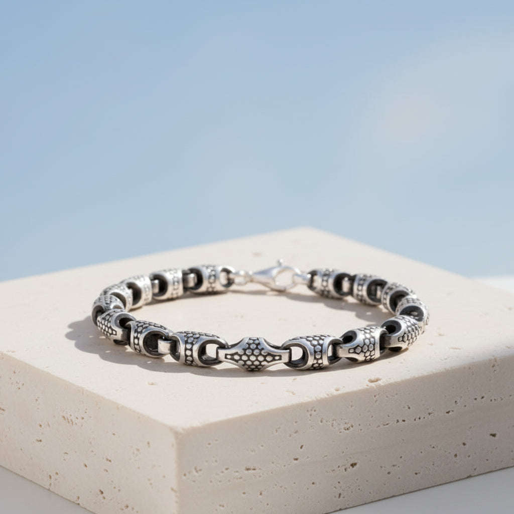 Dark Scale 925 Silver Bracelet for Men