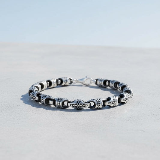 Dark Scale 925 Silver Bracelet for Men