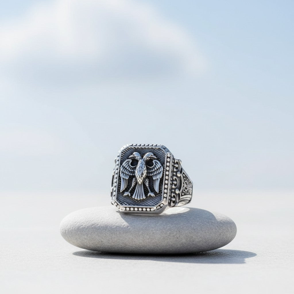 925 Sterling Zilveren Herenring met Seltsjoekse Adelaar