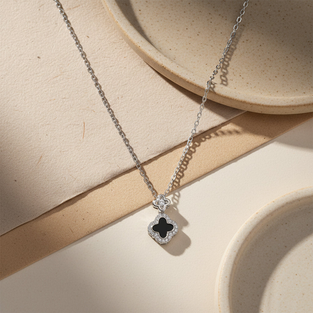 925 sterling zilveren ketting met klavertje