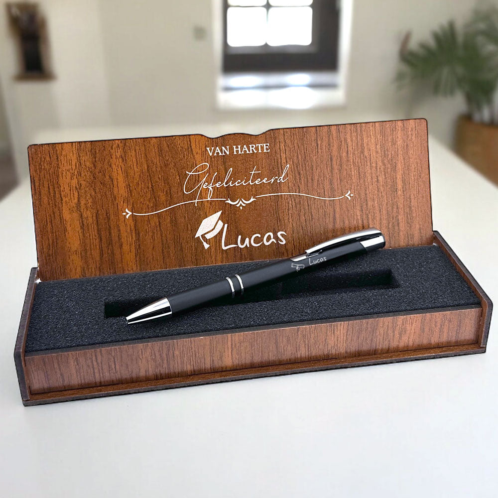 Personally Engraved Ballpoint Pen in Wooden Box - Successful Gift