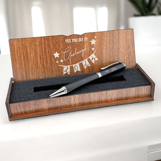 Personally Engraved Ballpoint Pen in Wooden Box - Successful Gift 1