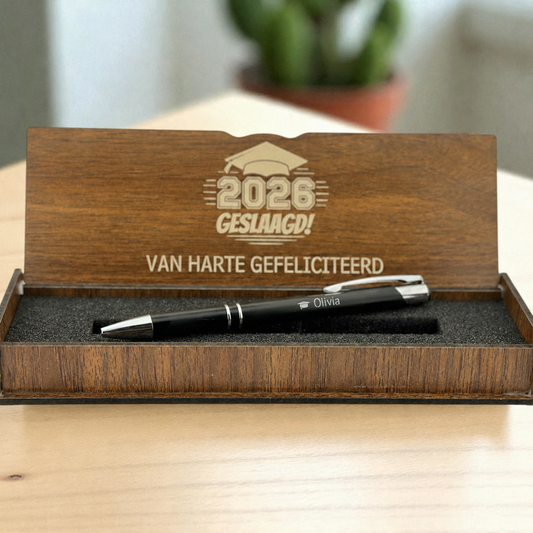Personally engraved ballpoint pen in wooden box - Successful gift