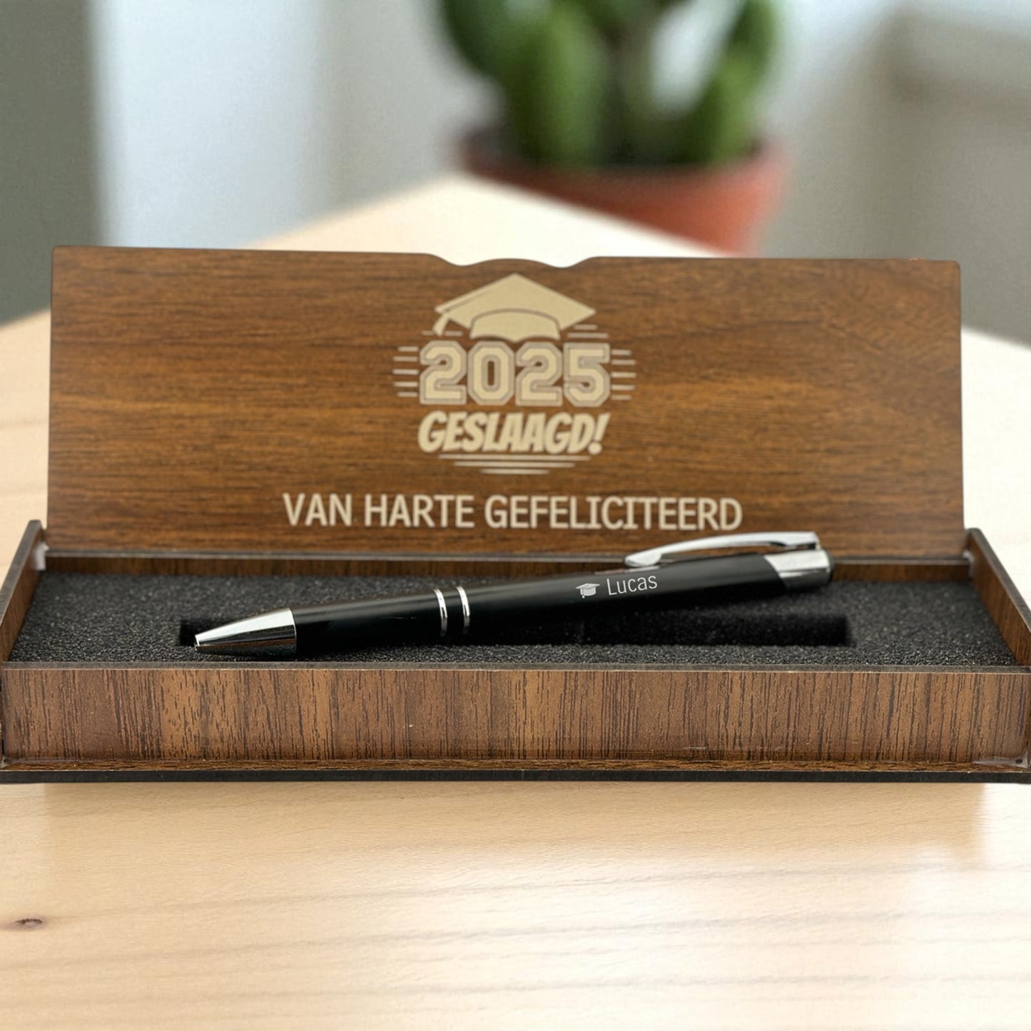 Personally Engraved Ballpoint Pen in Wooden Box - Successful Gift