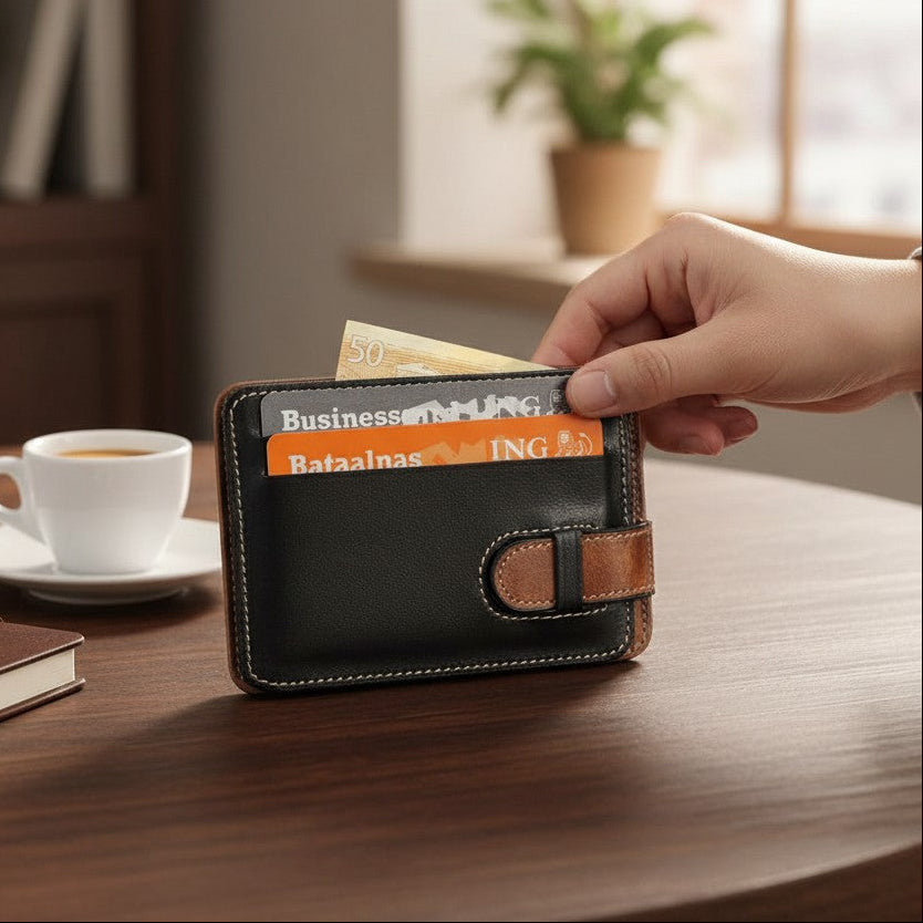 Black Leather Wallet With Name 040-04