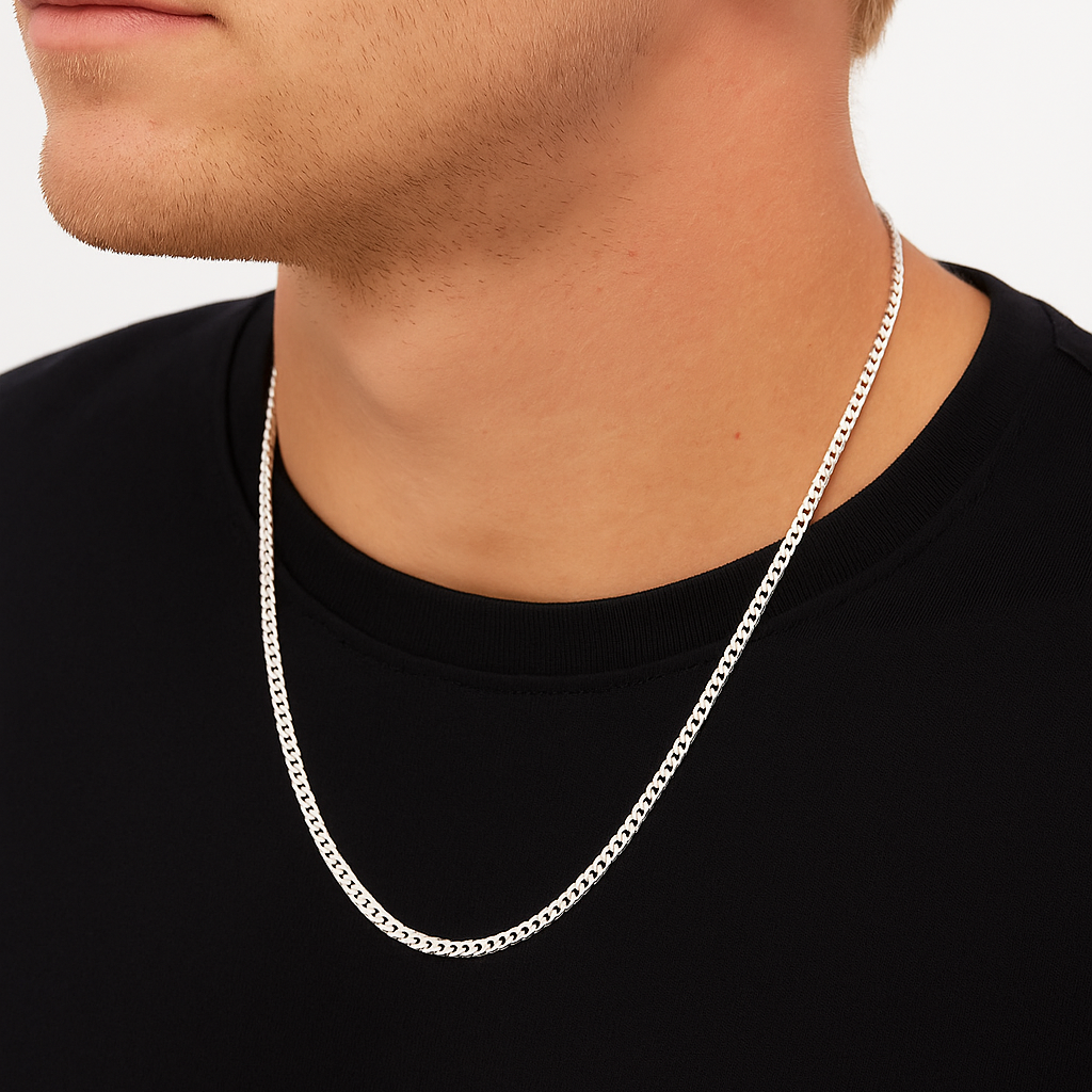 Silver gourmet men's necklace 4 mm BLMN027