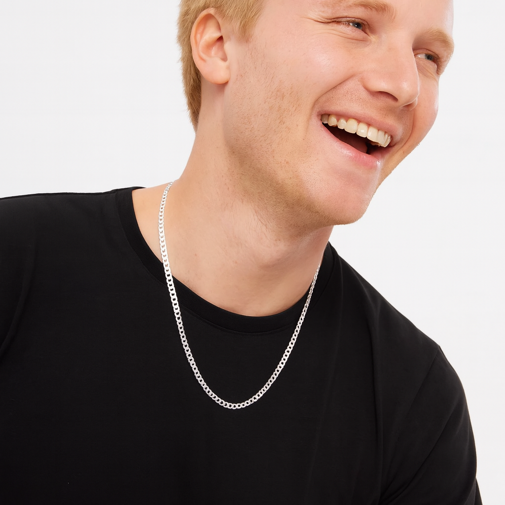 Silver gourmet men's necklace 4 mm BLMN027