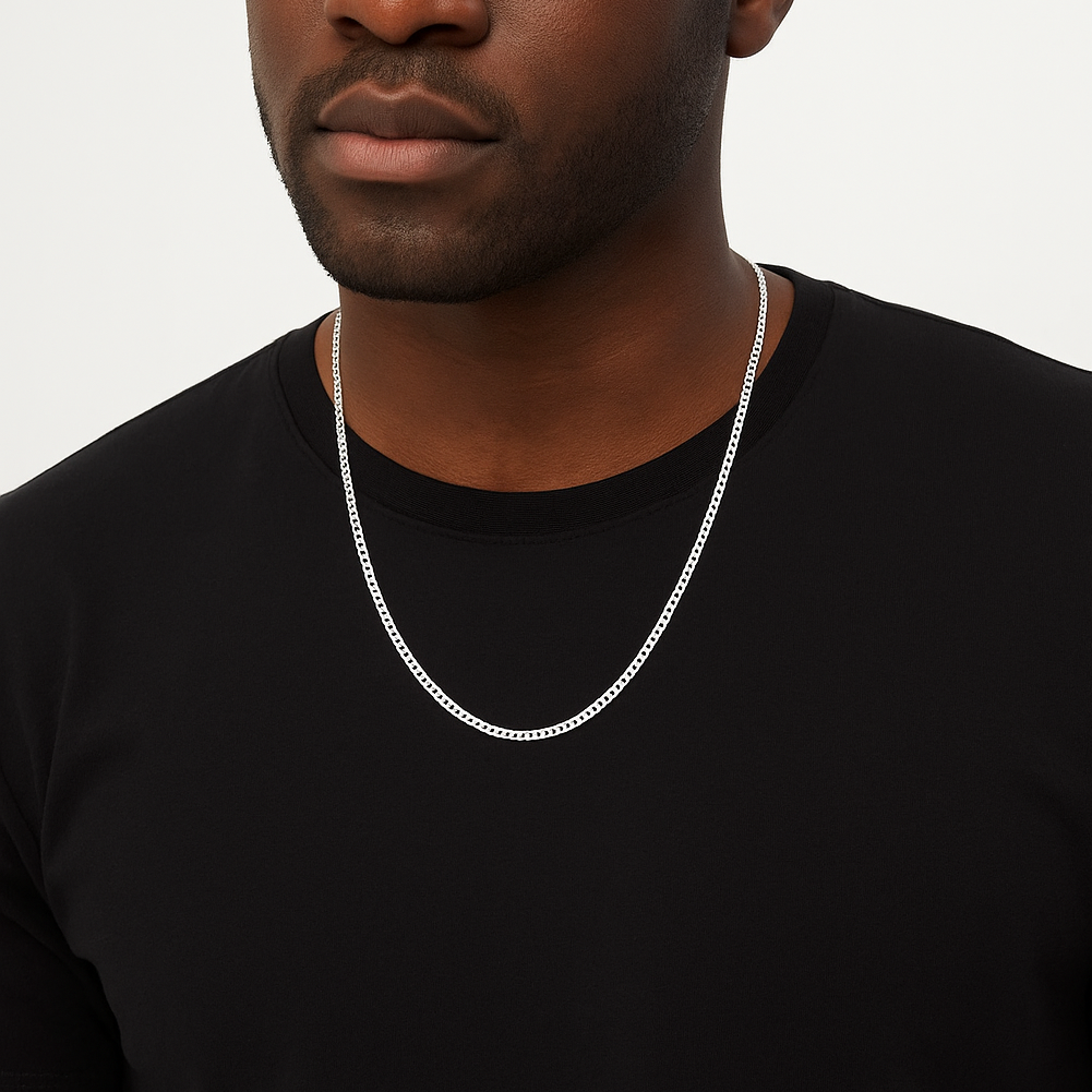 Silver gourmet men's necklace 3 mm BLMN028